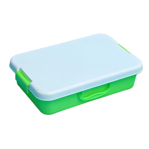 Montesy Bac à sable empilable avec couvercle, autocollants, poubelle sensorielle portable pour enfants, rangement artistique, bleu et vert