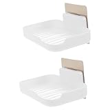 Baluue 2 Stück Selbstklebender Badezimmer Seifenhalter mit Ablaufrillen Wandmontierte Seifenschale...