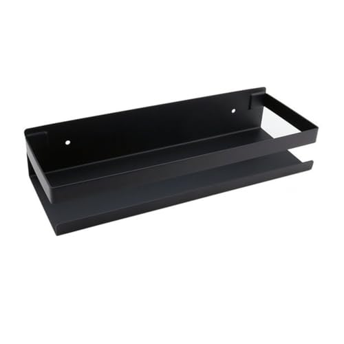 Modern Stainless Steel Shower Shelf 40cm Wall Mounted Caddy Matte Black Rectangular Bathroom Organizer Durable Metal Shower Storage