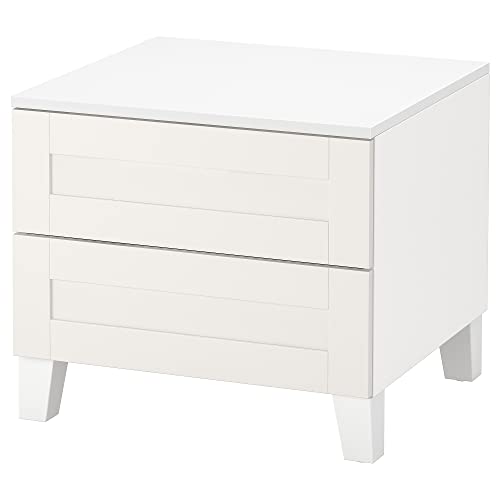 ProTuning PLATSA - Cómoda de 2 cajones, blanco/blanco sannidal, 60 x 57 x 53 cm