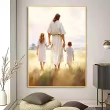 Toile religieuse Jésus-Christ style rétro de qualité supérieure - 3