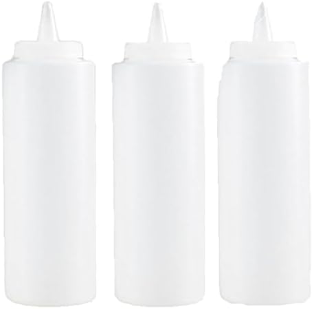 M.V. Trading Clear Squeeze Bottle, Condiment Squeeze Bottle, Open-Tip, Screw-On Spout, Polyethylene Durable Plastic, Diner Style, 12 Ounce, Pack of 3 image 3