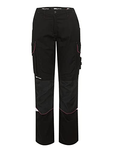 PUMA WORK WEAR Pantalones de trabajo para mujer con muchos bolsillos y tejido de nailon extra reforzado, color negro, negro y rosa, 50 Cover