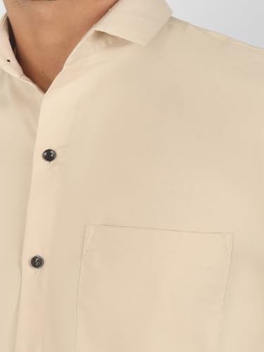 Image of Mens Cotton Lycra Full Sleeve Slim Fit Semi-Formal Shirt | Textured Pattern | Curved Hem