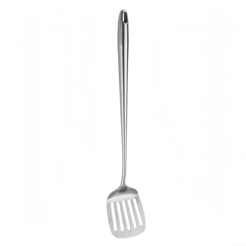 Zilimontt Edelstahl-Pfannenwender mit Schlitzen, Kochutensilien mit langem ergonomischem Griff, 43 cm, zum Wenden und Abtropfen von Pfannkuchen, Eiern, Fleisch (Schlitzspatel)
