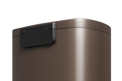 Image of Garvee 13 gal (50 L) and 2.6 gal (10 L) Metal Trash Can Combo Set, Rustproof Garbage Can with Lid, Step-on Trash Bin with Inner Bucket, Rear Handle, Brown