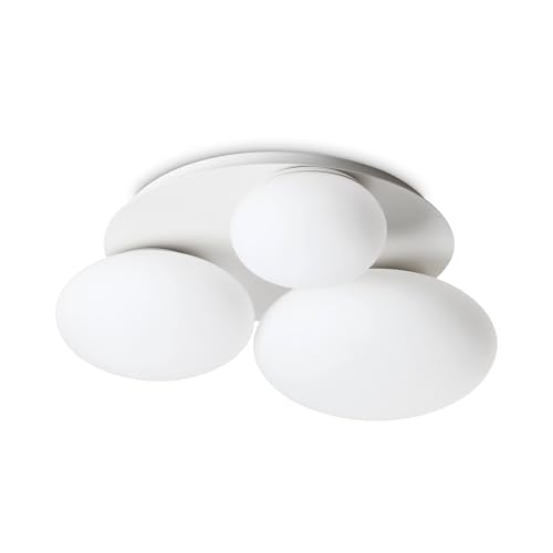 Plafonnier Rond Ideal Lux NINFEA en Verre Décoratif Blanc