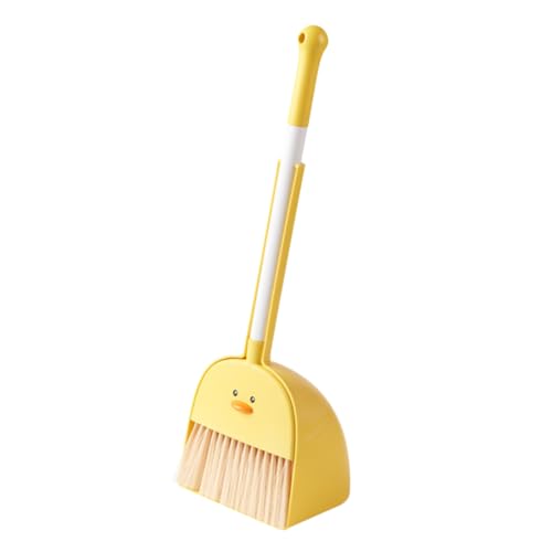MOTHNUR Mini Besen und Kehrschaufel Set Gelb Cartoon Design Leichte Haushaltshilfe für Mädchen Feine Verarbeitung Langlebig Sicher und Platzsparend für Eltern Junge Mädchen aktivitäten