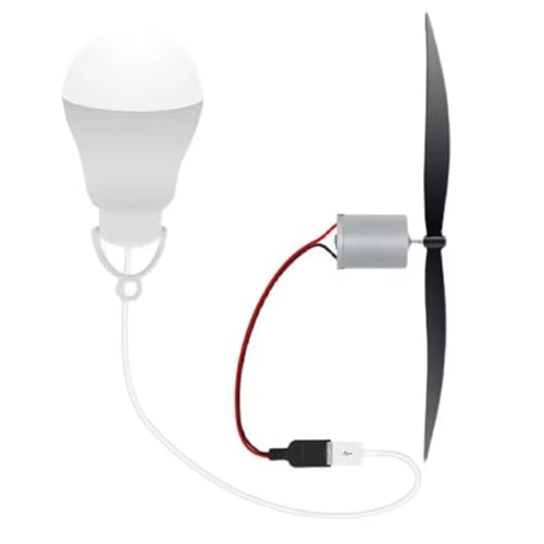 Hipzeepo Generador de Viento con Hélice y Bombilla USB de 18 cm de Longitud para Experimentos Didácticos de Generación de Energía Eólica.