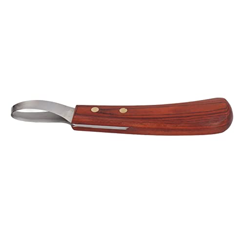 Image of Hoof Knife Farrier Loop Oval Knife Horse Hoof Knife Rubber Wood Handle Multipurpose Cattle Horse Hoof Cutter
