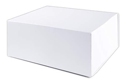 LUXPaper White Gift Box with Lid and Magnet Closure, Large Size, Perfect for Gifting, Product Packaging, Shipping and Storage, Measures 10" x 8.25" x 4", Pack of 2