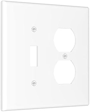 CORENEST Decorative Outlet Covers Pure White 2 Gang Light Switch Cover Plate Single Toggle Duplex Wall Plates for Electrical Outlets Switch Plate Covers for Bedroom Kitchen Home Decor