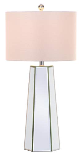 SAFAVIEH Lighting Collection Janice Modern Art Deco Mirror Chrome 32-inch Bedroom Living Room Home Office Desk Nightstand Table Lamp Set of 2 (LED Bulbs Included)