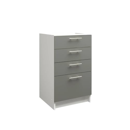 JD Greta Fixed Height 500mm Kitchen Drawer Base Cabinet Floor Unit (Without Worktop) – Grey Matt