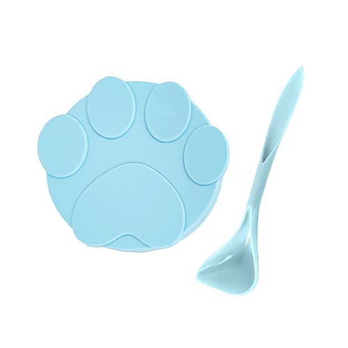 Annadue Couvercle de Boîte de Conserve en Silicone, Couvercle Universel de Boîte de Nourriture pour Animaux de Compagnie avec Cuillère, Hermétique pour de Nourriture pour Chien et Chat, en Silicone