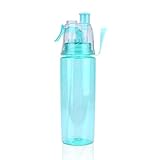 HERCHR Mist Water Bottle, 600ml Leak-Proof & Lightweight Sports Water Bottle BPA-Free Plastic 2-in-1 Mist & Sip for Cycling Fitness Camping Hiking Running Gym Outdoor (Blue)