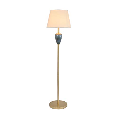 Lampadaire E27 Lampadaire Tissu Abat Lampadaire américain Hardware Simple Céramique Lampadaire Chambre Salon Nuit Lampe sur Pied (Color : A)