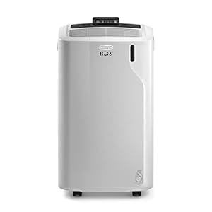 De’Longhi Pinguino PAC EM82, Mobile Klimaanlage für Räume bis zu 80 m³, 9.400 BTU, 2,4 kW, 63 dB, Entfeuchtungsfunktion, Energieklasse A, 24h-Timer, Weiß
