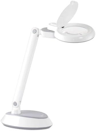 OttLite Space-Saving LED Magnifier Desk Lamp, Optical Grade, White