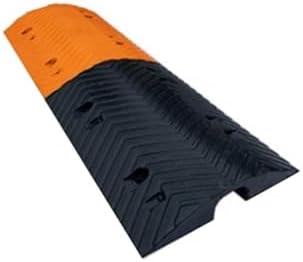 Heavy-Duty 1-Channel Rubber Cable Protector Ramp, Traffic Speed Bump for Electrical Wires, Durable Cord Cover for Driveways, Asphalt & Gravel, 9x3.5 Inches