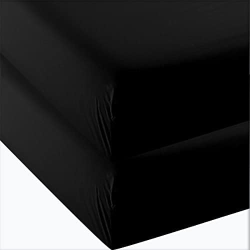 4U'LIFE 2-Pack Twin Fitted Sheets, Prime 1800 Series Double Brushed Microfiber,Ultra Soft & Comfortable,Black