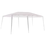 Carpa Cenador Gazebo Desmontable 3 x 6 m Blanco | con Tubos de Acero de Alta Resistencia, Protección UV, Rafia PE Resistente Lluvia| para Playa, Camping, Jardín, Patio, Terraza, Exteriores