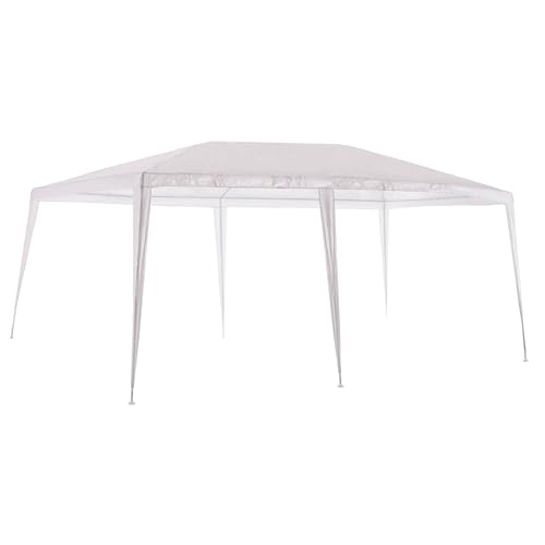Carpa Cenador Gazebo Desmontable 3 X 6 M Blanco Con Tubos De Acero De Alta Resistencia, Protección Uv, Rafia Pe Resistente Lluvia Para Playa, Camping, Jardín, Patio, Terraza, Exteriores