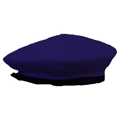 Mil-Bar Military Beret Lined with Leather Navy Blu Sweatband (7-3/8)