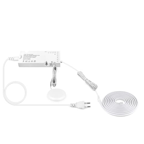 Tira de luz neón lineal incrustable, cinta LED autoadhesiva, pared TV for el hogar, rejilla madera grano, cortina , decoración techo integrada(White,1 PCS COB NEON TAPE_1M 3.28FT_EUROPEAN POWER PLUG)