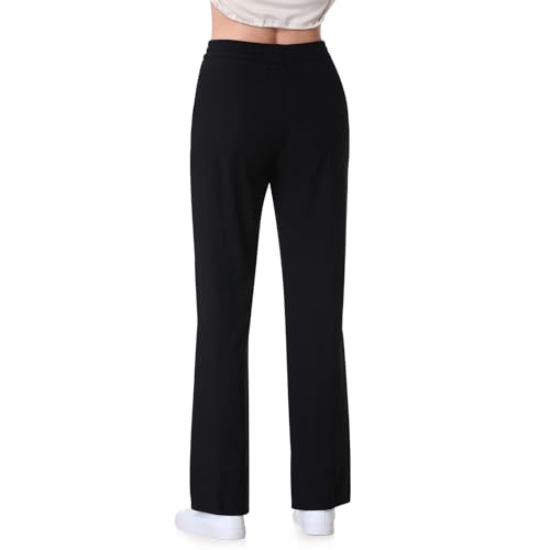 Women Straight Leg Pants Fleece Lined Ribbed Pants Work Casual Trousers with Pockets3