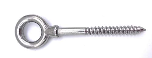 2 Stk. Augbolzen mit Holzgewinde | Ø6x60mm | Augenbolzen Holz | Ringschraube lang | Ösenschraube | Rostfrei Inox Edelstahl | V4A A4 AISI316 (Ø6-2Stk)