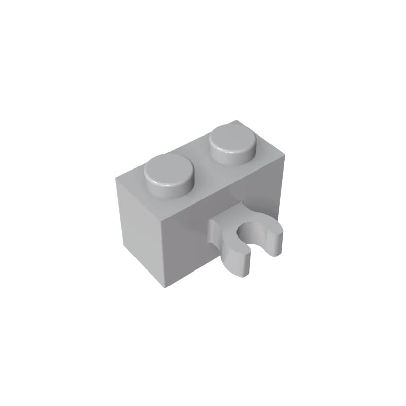 Gobricks GDS-651 Brick Special 1 x 2 with Vertical Clip 50PCS Compatible with Lego Toy 95820 30237 42925 DIY Parts and MOC Components for Major Brick Brands Color:Light Bluish Gray 194