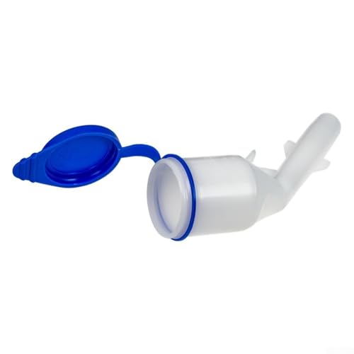Yhenlovtt Tubo de llenado de depósito de líquido para limpiaparabrisas de plástico compatible con Focus 2012-2017 CP9Z-17A605-A, reemplazo de ajuste directo azul y blanco