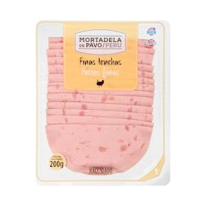 Mortadela de pavo Hacendado finas lonchas Paquete 200 g Pack 2