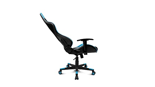 Chair -DR175BLUE- Sedia da gioco professionale, similpelle, braccioli regolabili 2D, pistone classe 4, girevole, meccanismo a farfalla, cuscino lombare e cervicale, nero/bianco/blu - Sedia gaming - Immagine 5