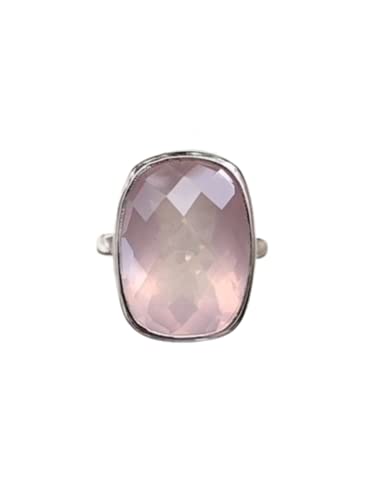Aaa Pink Rose Quartz Ring, Cocktail Ring, Large Pink Gemstone Ring, Cushion Cut, Heart Chakra, Valentine Gift, Classic Bezel Set Ring, Ring Size Us 8. #TOP16