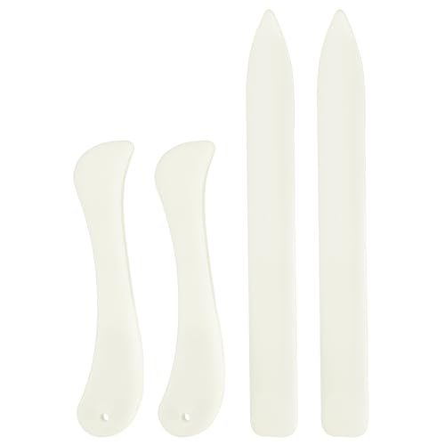WONVOC 4 Pcs Bone Folders Crease Makers Scoring Tool Plastic Bone Folder Paper Creaser Folding Bookbinding Tool Origami Tools for Making Paper Crafts Quilling Leathercraft Bookbinding