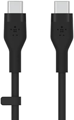 Belkin BoostCharge Flex Silikonowy kabel USB C do C, certyfikat USB-IF, szybkie ładowanie Power Delivery dla MacBooka Pro, iPada Pro, iPhone 15, Galaxy S24, S23, Pixel i innych, 1 m - czarny
