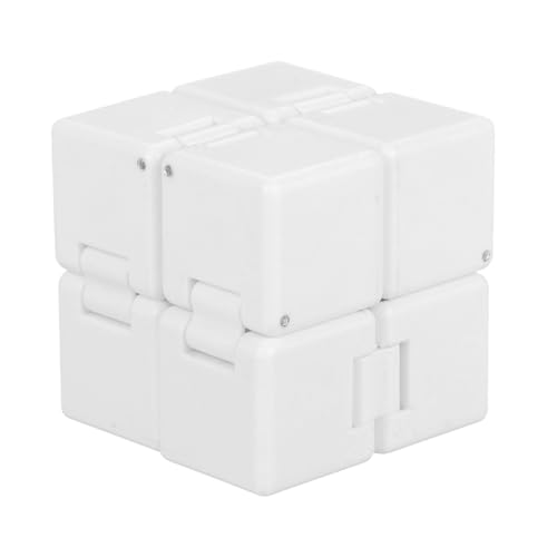 HEARTOOL Fidget Magic Cube Toys Mini Stress Release Finger Flip Cube Toy, ABS Stress Relieving & Handheld Fidget Magic Game in Box Perfect for Adults (White)
