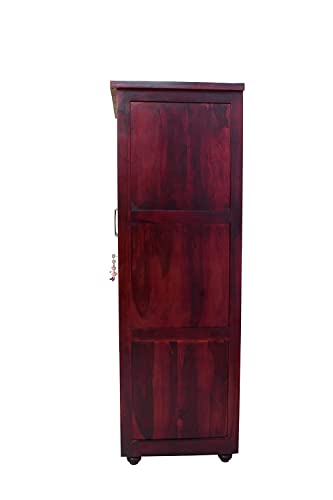 Image of Sheesham Wood Wardrobe with 2 Drawer and 5 Shelves Storage for Bedroom Wooden Almirah for Clothes for Living Room Bedroom Home, Solid Wood Furniture (Mahogany Finish)