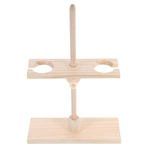 FRCOLOR Soporte de Embudo de Madera para Laboratorio Escolar 2 Orificios Altura Ajustable y Separador Estante Resistente para Experimentos Científicos