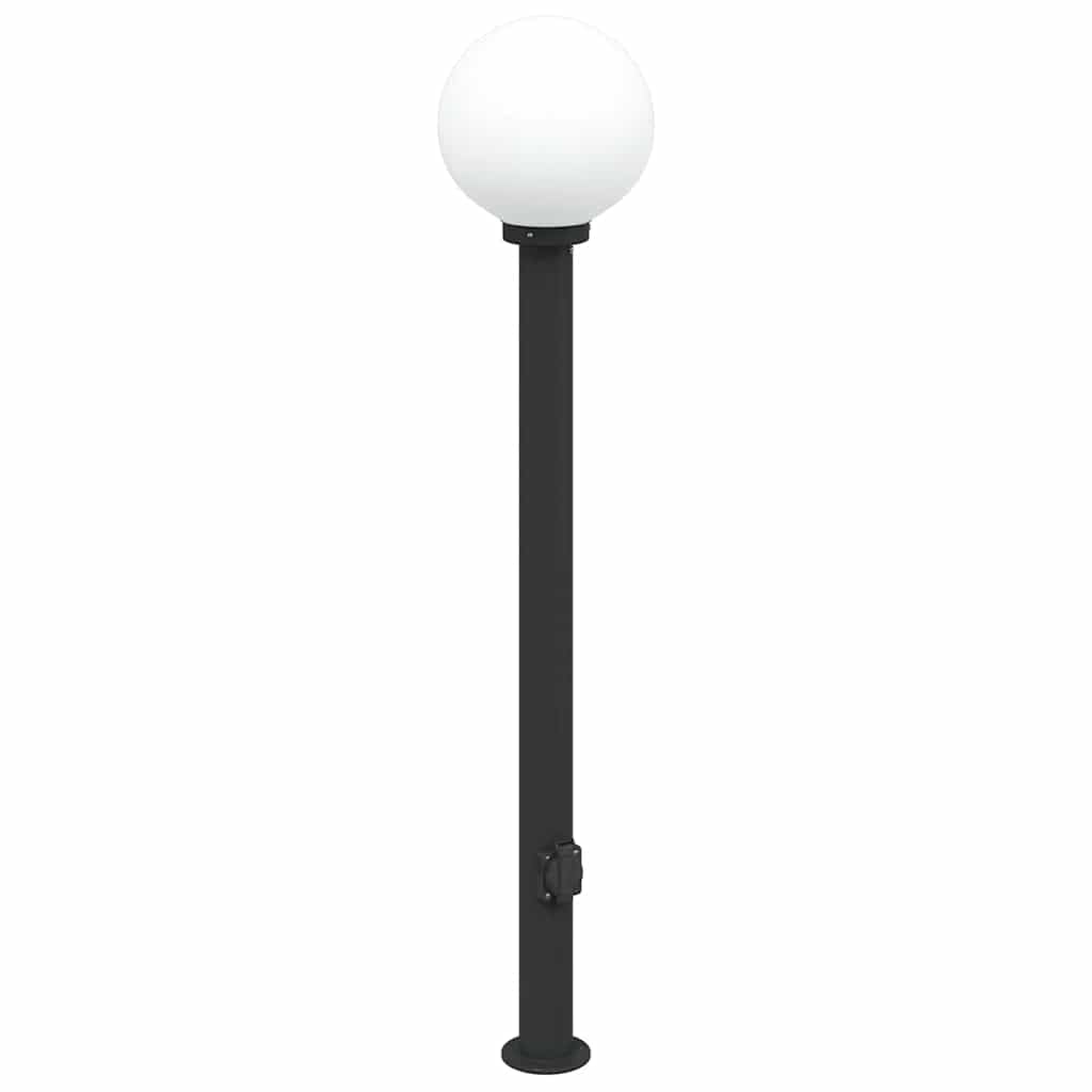 vidaXL Słupek oświetleniowy z gniazdem 120 cm Czarny IP44