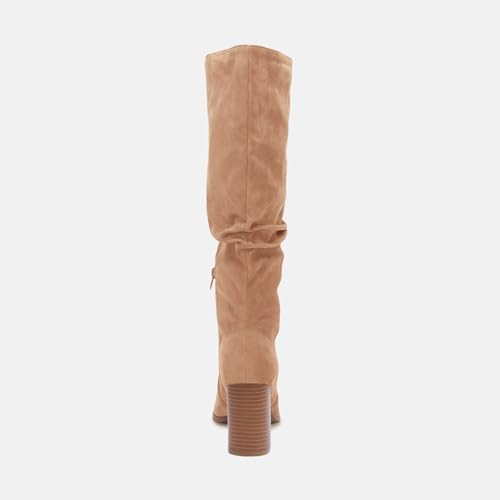 Juliet Holy Womens Knee High Boots Suede Chunky High Heel Slouch Square Toe Side Zipper Tall Boot Light Khaki by Juliet Holy - Used condition - Image 4