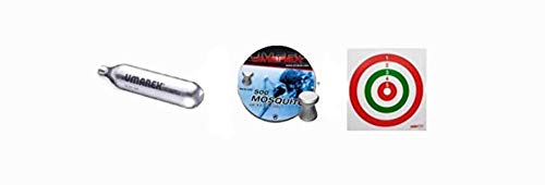 di umarex 30 BOMBOLETTE CO2 Soft Air Gas 12G per Pistola CO2 Libera Vendita Ricarica Pallini PIOMBIN Moscquito Cal 4 5+ Bersagli Bersaglio tiro a Segno 14x14 di Carta 100pezzi