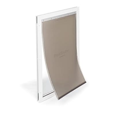 PetSafe Freedom Aluminum Pet Door for Dogs and Cats - Solid Durable Frame - Extra-Large, White, Tinted Flexible Vinyl Flap - Includes Closing Panel