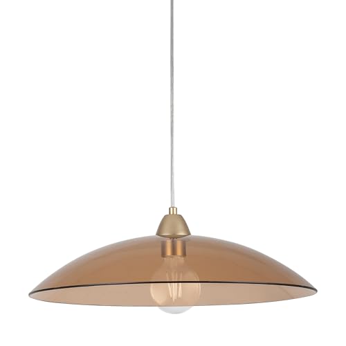 LEOLUX Alexander – Lampadario a Sospensione Moderno Ø50 cm – Design Minimal in Vetro – Attacco E27 LED – Ambra – Lampada da Soffitto per Cucina, Soggiorno e Tavolo da Pranzo