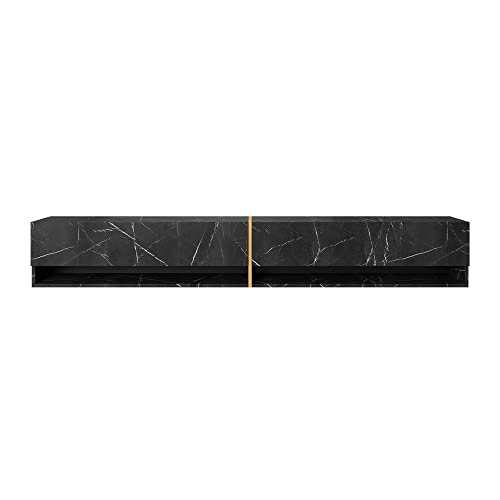 Selsey MIRRGO Meuble TV Bas 200 cm, Marbre Noir Cover