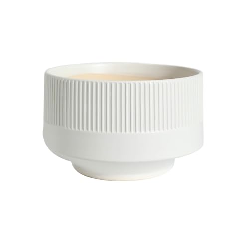 Récipient for plantes rond en céramique blanche texturée haut de gamme - 2