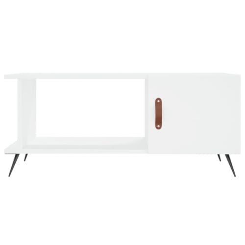 Table d'appoint élégante blanche et pieds en fer au design épuré