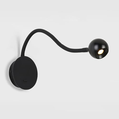 Aplique de Pared LED con Manguera de dirección Ajustable, lámpara de Lectura de Noche de Metal con Interruptor, iluminación Decorativa para Hotel, 3 W, 3000 K